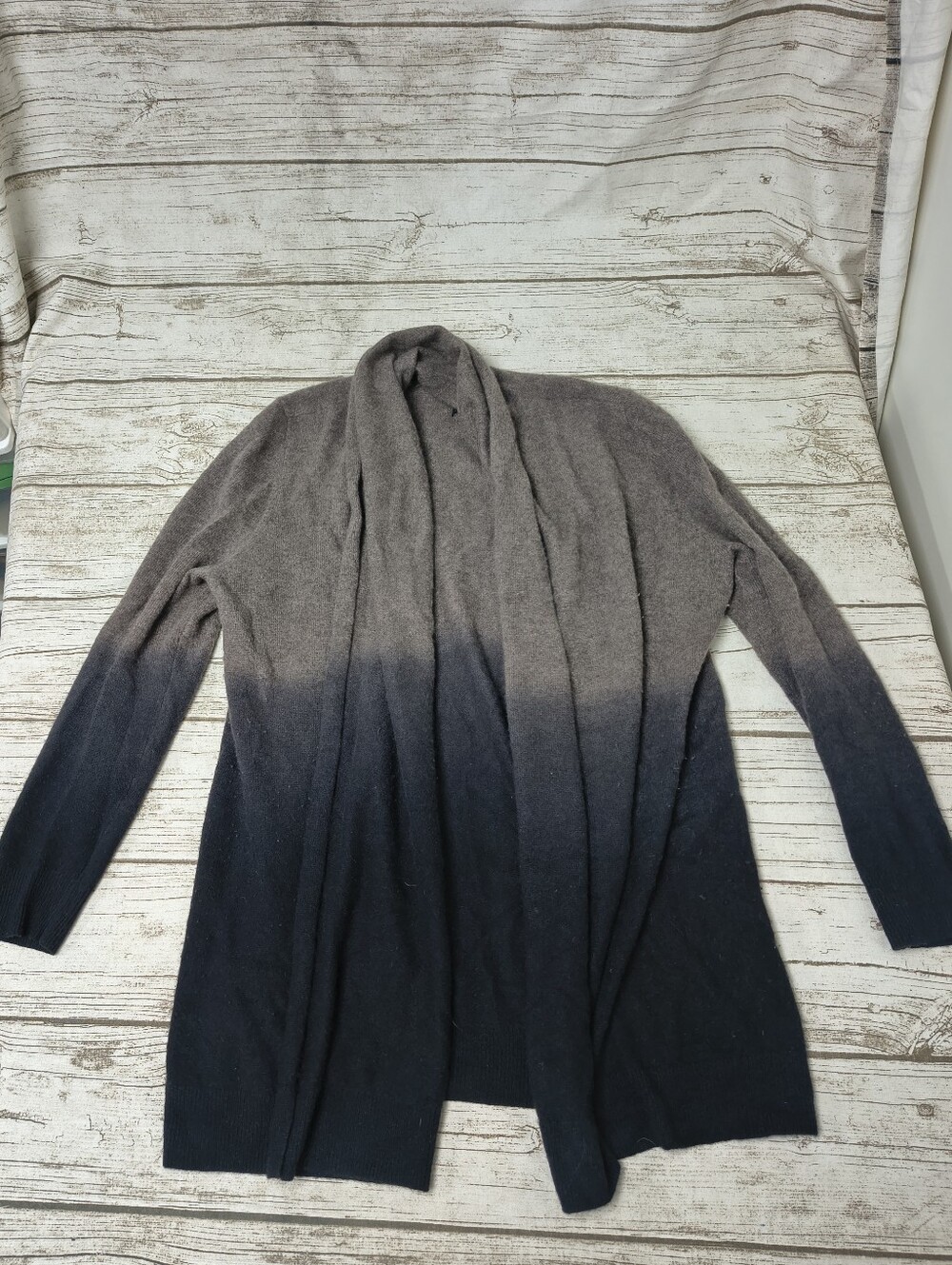 C By Bloomingdale's 2 Ply Cashmere Black And Brown Ombre Cardigan Size XL
